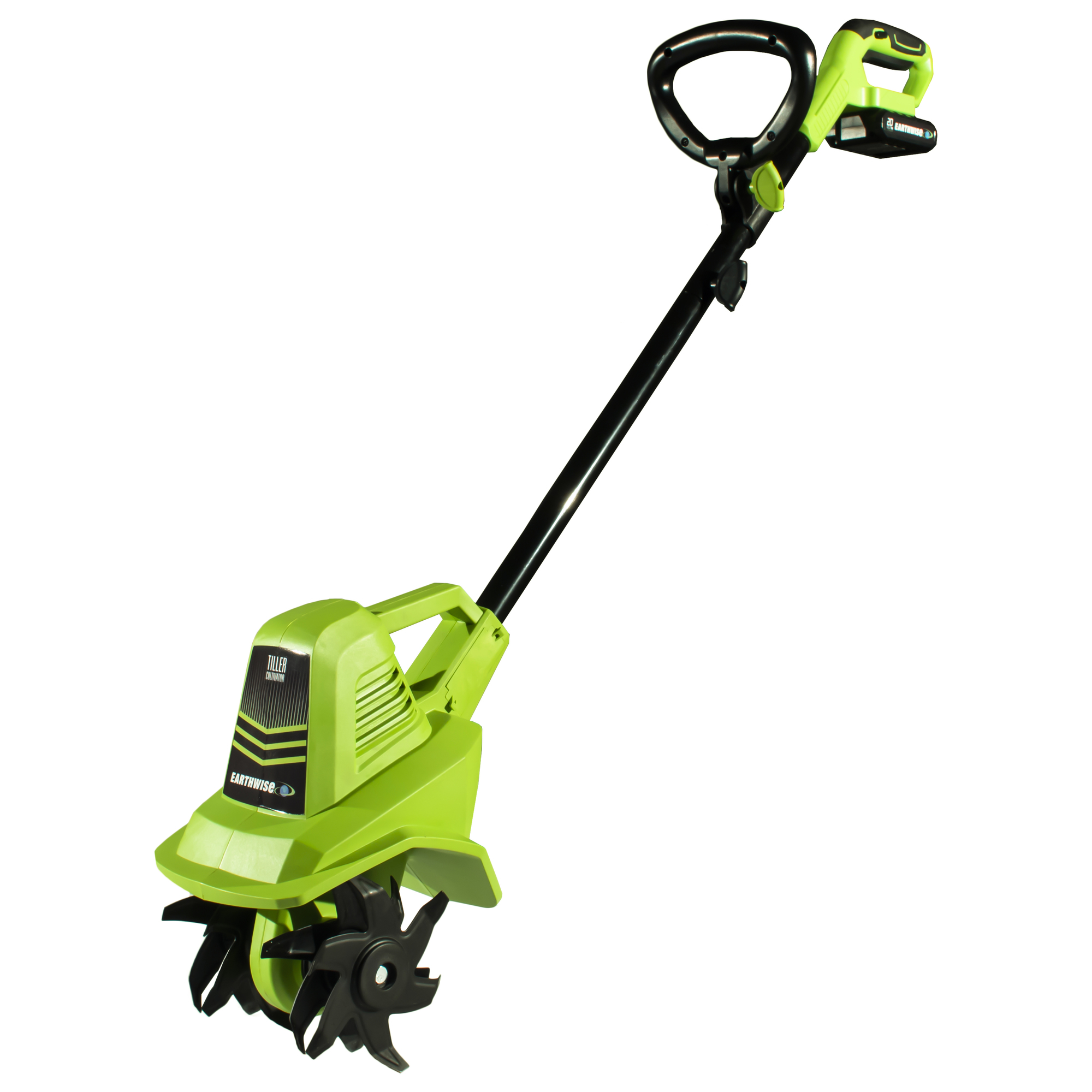 Earthwise, 20V 7.5in. Tiller Cultivator w 2.0Ah Battery, Max. Working Width 7.5 in, Engine Displacement 20 cc, Model# TC70020IT
